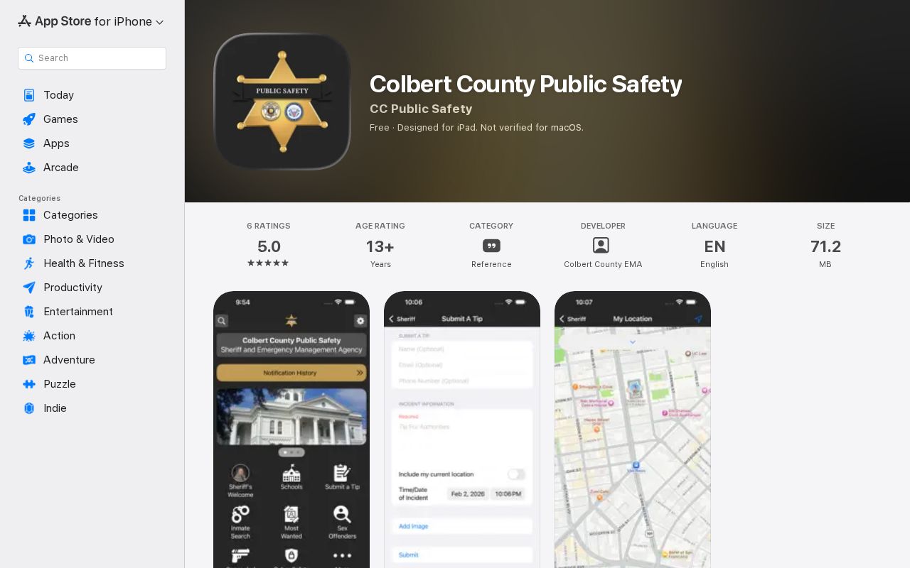 Colbert County 24 hour release app listing for public safety information